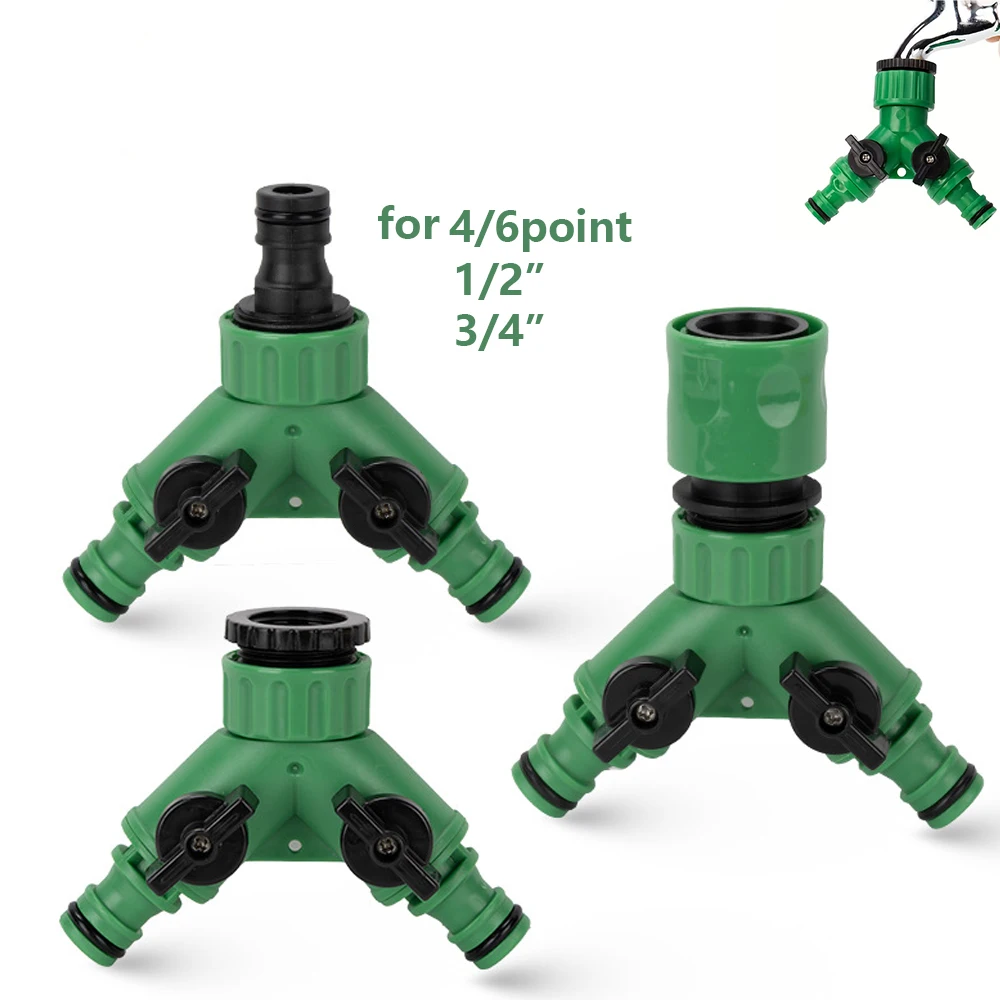 1-30Pcs 2/3-Way Garden Tap Nipple Hose Water Splitter Connector 1/2 3/4 Yard Thread Y Irrigation Valve Switch Joints Adapter