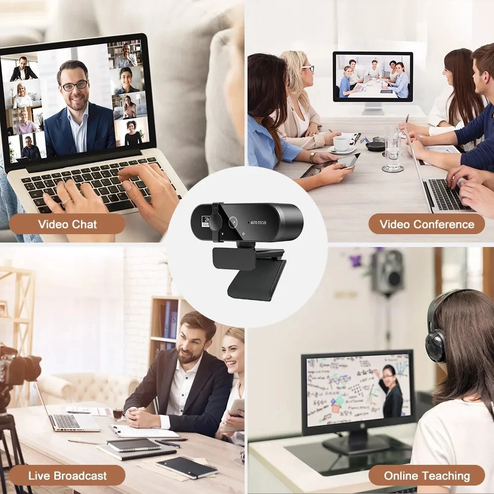 เว็บแคมฟูลเอชดี 1080P พร้อมไมโครโฟนในตัว - กล้องโฟกัสอัตโนมัติแบบ USB สำหรับแล็ปท็อปพีซี เหมาะสำหรับการประชุมทางวิดีโอ