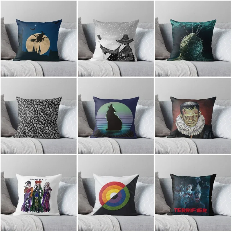 Decorative Home pillow case Cushion covers black40x40cm 50x50 60x60cm Modern Living Room sofa bed halloween60*60 40*40 fear