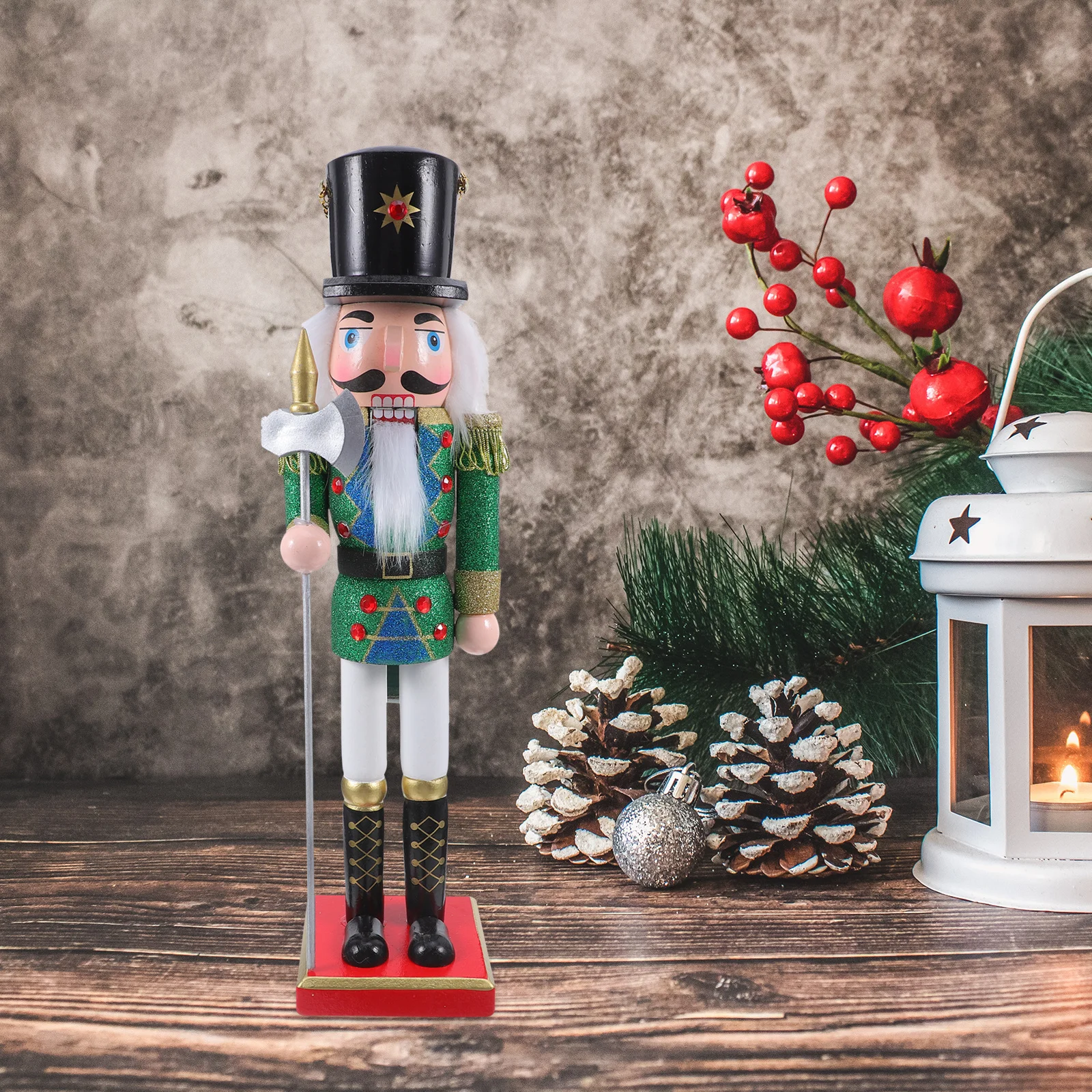 

Nutcracker Christmas Decor Wooden Desktop Ornament Festive Table Decoration for Holiday Parties Mantelpiece Window Sill