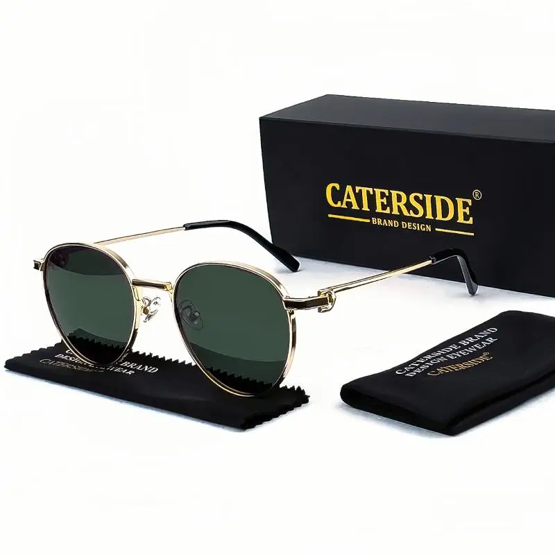 Caterside Retro Polarisierte Pilot Sonnenbrille Männer und Frauen Oval Metall Rahmen Sonnenbrille Party Outdoor Fahren Sport Shades Sommer – Detail 6