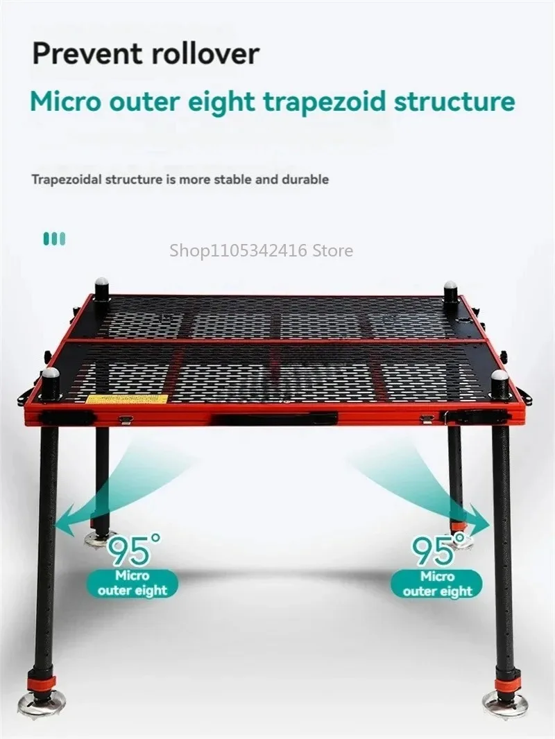 Foldable Aluminum Alloy Fishing Platform, Non-Slip Lightweight Deep Water Fishing Stand Collapsible Fishing Table for OutdoorUse
