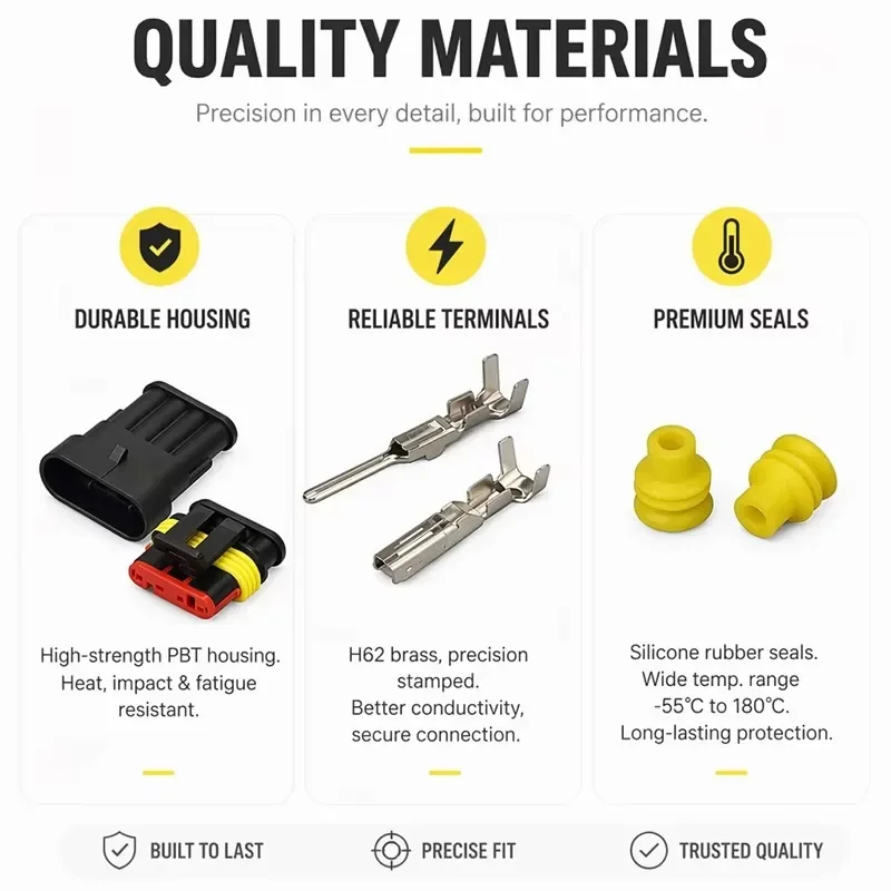 5 pcs Waterproof Electrical Connector Kit 1/2/3/4-Pin Male/Female Terminal Plugs and Sockets for Auto Wiring Installation Parts