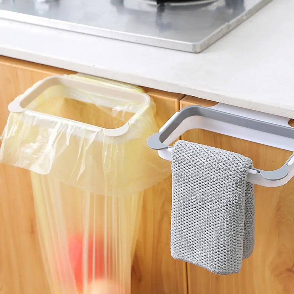 Kitchen Cabinet Door Basket Hanging Trash Can Door Back Design Stable Shelf Waste Bin Garbage Bag Holder accesorios de baño