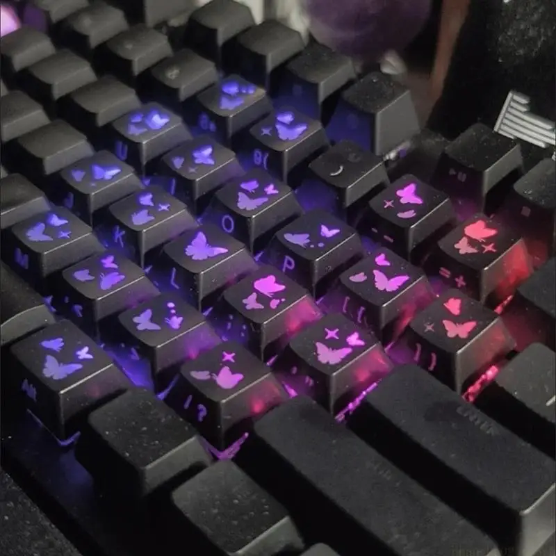Comfortable Touch 21Key Translucent Keycaps In Love Butterfly For Gaming