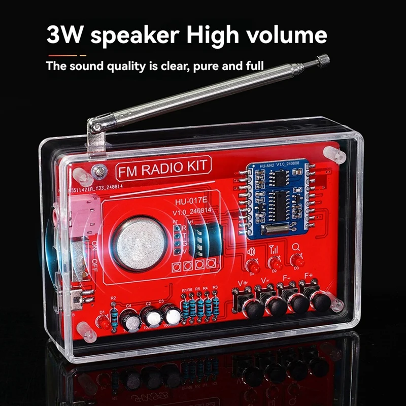 DIY Electronic Kit FM Radio Production Kit Circuit Board Making Loose Parts Receiver RDA5087 3W Speaker With Antenna