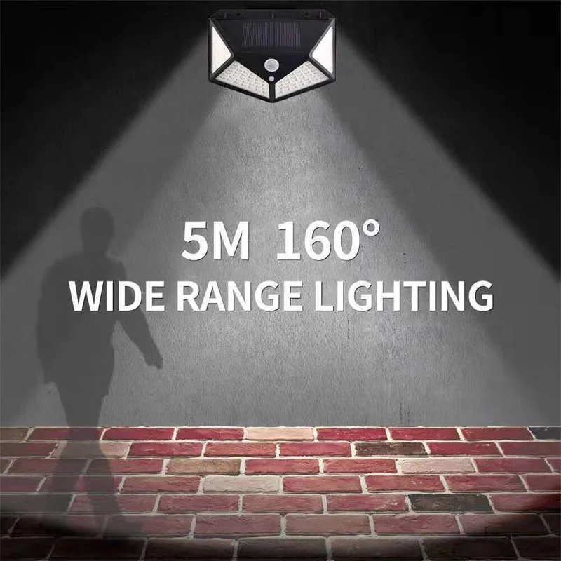 

1pc LED Solar Light 100 Leds 3 Modes Solar Motion Sensor Light Outdoor Solar Lamp Waterproof Security Garden Street Wall Lamp