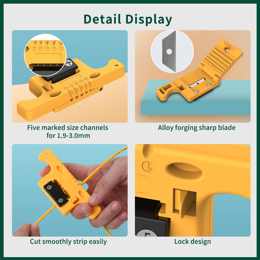 Herramienta de pelado medio MSAT5 para Cable de 1,9-3,0mm, diseño de bloqueo, Multi Specfiber Stripper, consta de 5 ranuras de corte de precisión