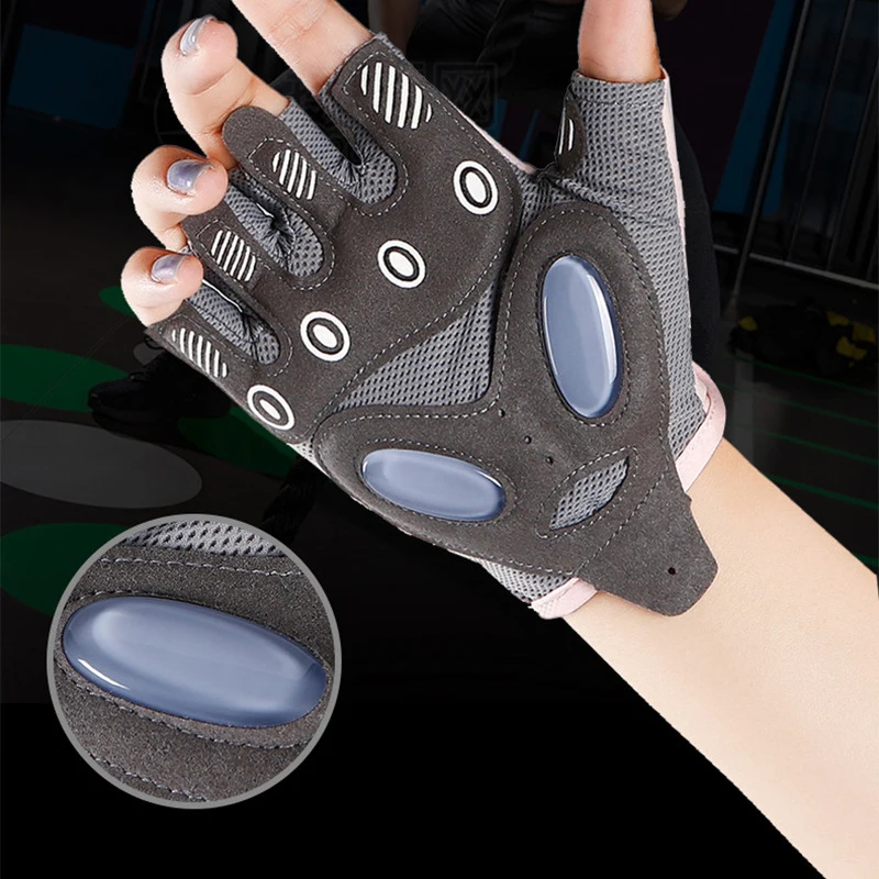 Fitness Cycling Gloves, Men Women Anti Slip Shock-Absorbing Ice Silk Gym Gloves Summer Breathable Yoga Sports Train Gloves