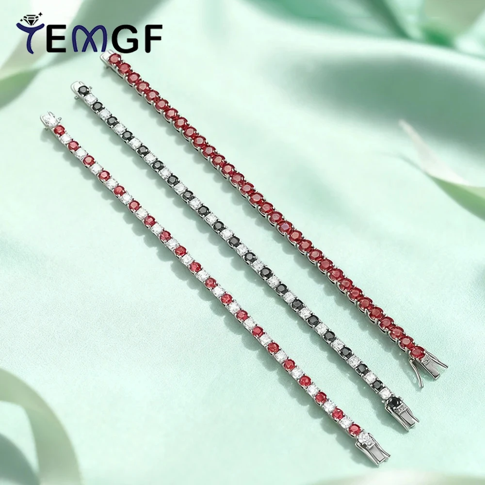 

Браслет из стерлингового серебра TEMGF 925, красочная инкрустация из настоящего муассанита, сертификация GRA для женщин, ювелирные изделия, модный сверкающий подарок