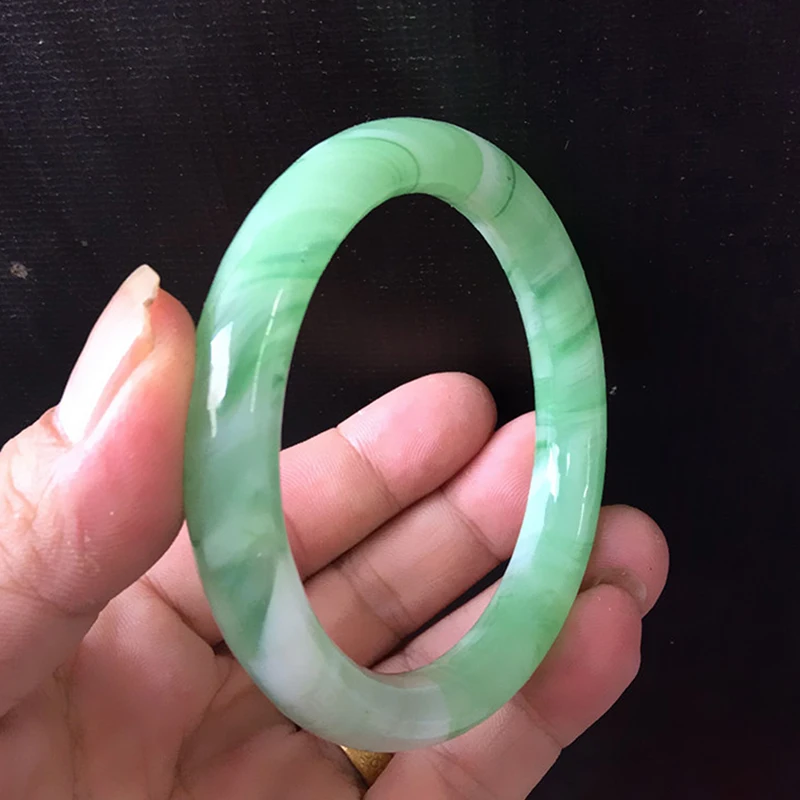 Imitation Jade Bracelet Green Women\'s Vintage Round Bracelet Ladies Jewelry Gift