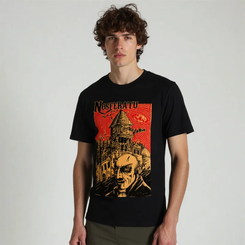 

80s Gothic Horror movie Nosferatu Vampire Scary Halloween Gift T shirt Large size Tops 100% cotton printed Clothes