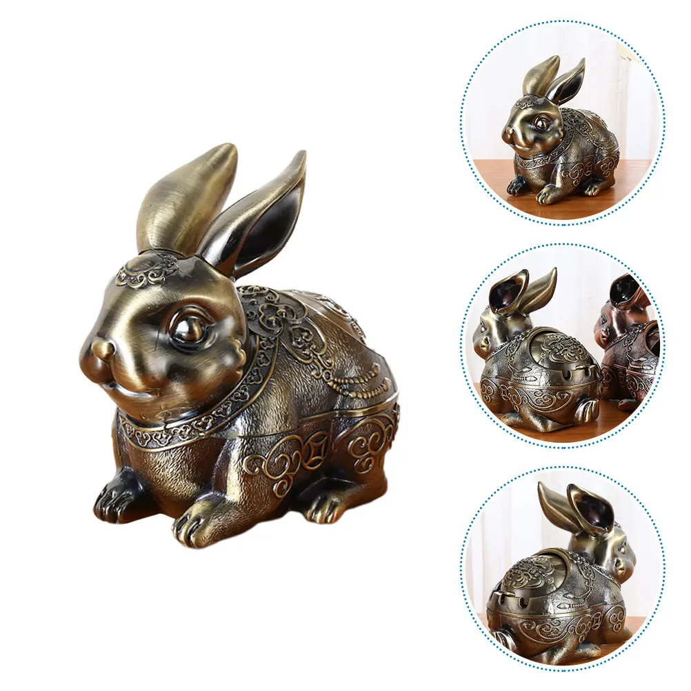 

Retro Rabbit Alloy Alloy Decorative Ornament Ashtray Household Desktop Decorative Smoke Ash Container Ornament For Home Office