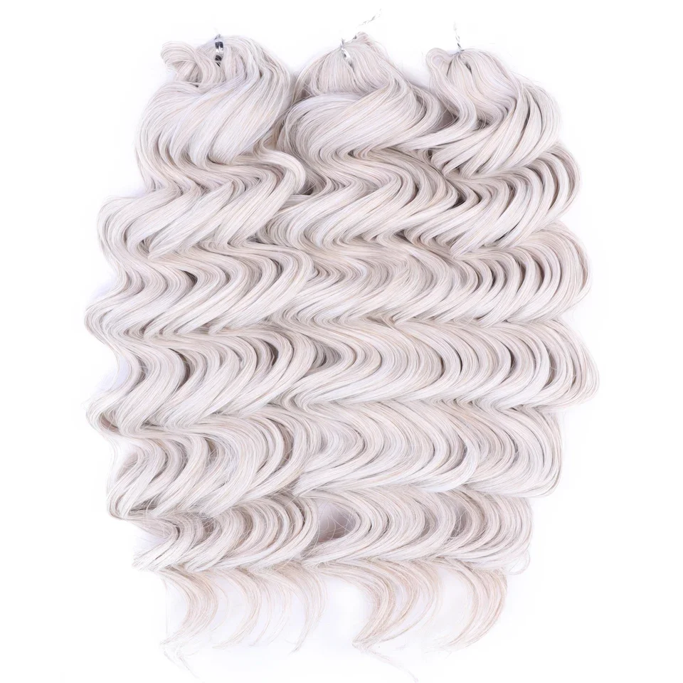 FREEDOM Hair Synthetisches, tief gewelltes Twist-Häkelhaar, 24 Zoll / 60 cm, Ombre Braun, Blond, Weiß, Flechthaarverlängerungen, MANASI Hair – Detail 8