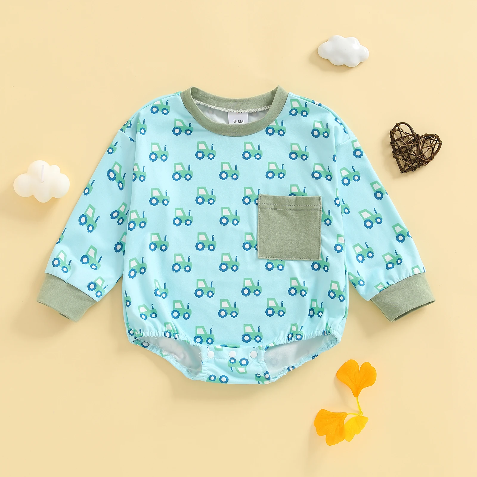 ملابس أطفال أولادي لطيفة بأكمام طويلة ورقبة دائرية وطباعة حفارة ملابس خريفية للاستخدام اليومي غير الرسمي