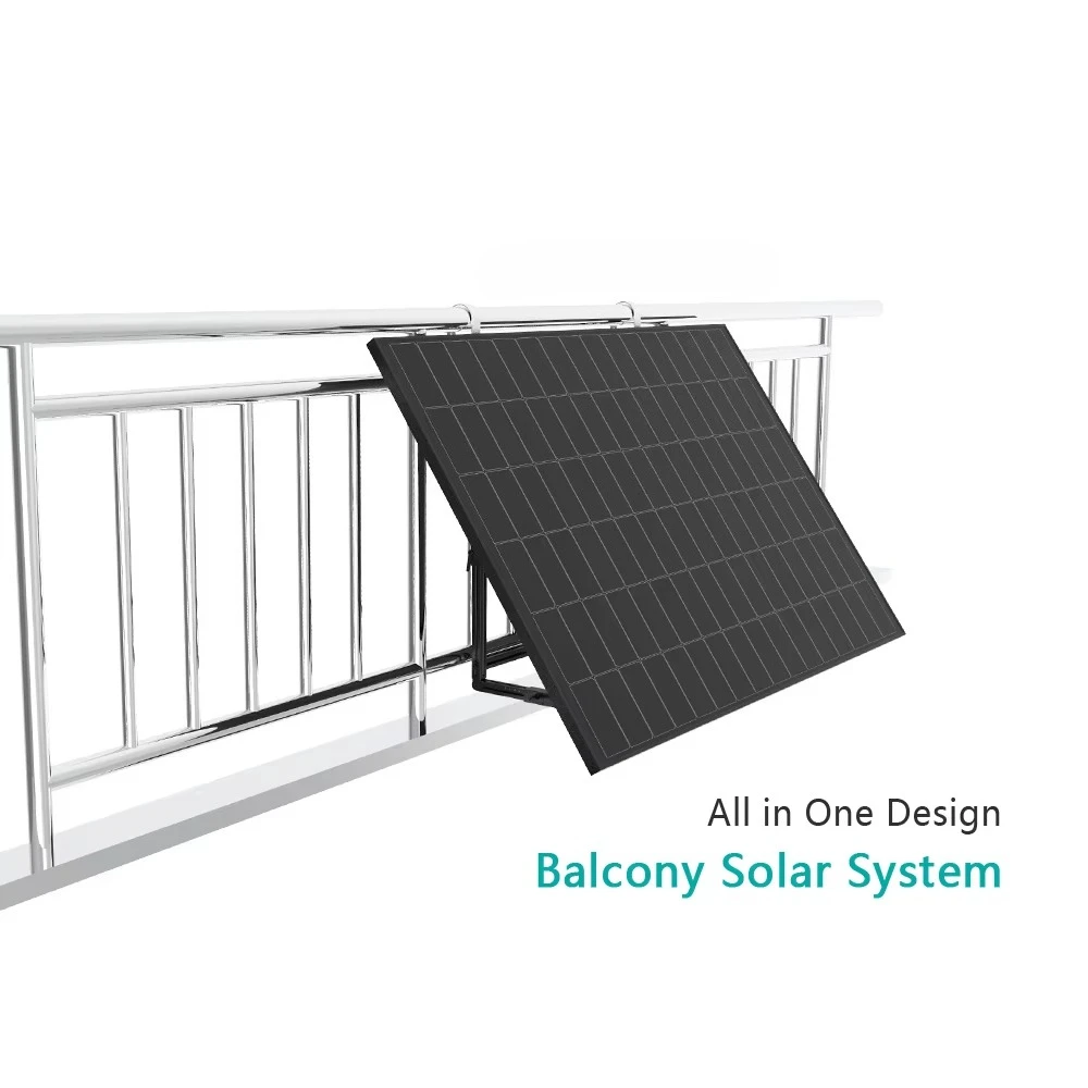 مجموعة نظام التوصيل والتشغيل بالطاقة الشمسية الضوئية مع ألواح ثنائية الوجه أحادية ووحدة تحكم MPPT لتركيب الشرفة