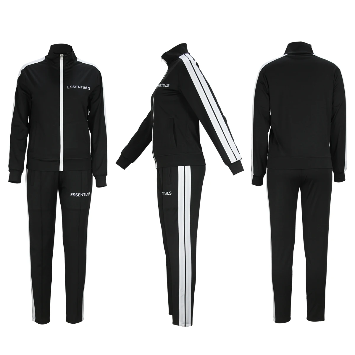 European and n sports suit fashion hot-selling letter zipper side stripe stitching two-piece female set