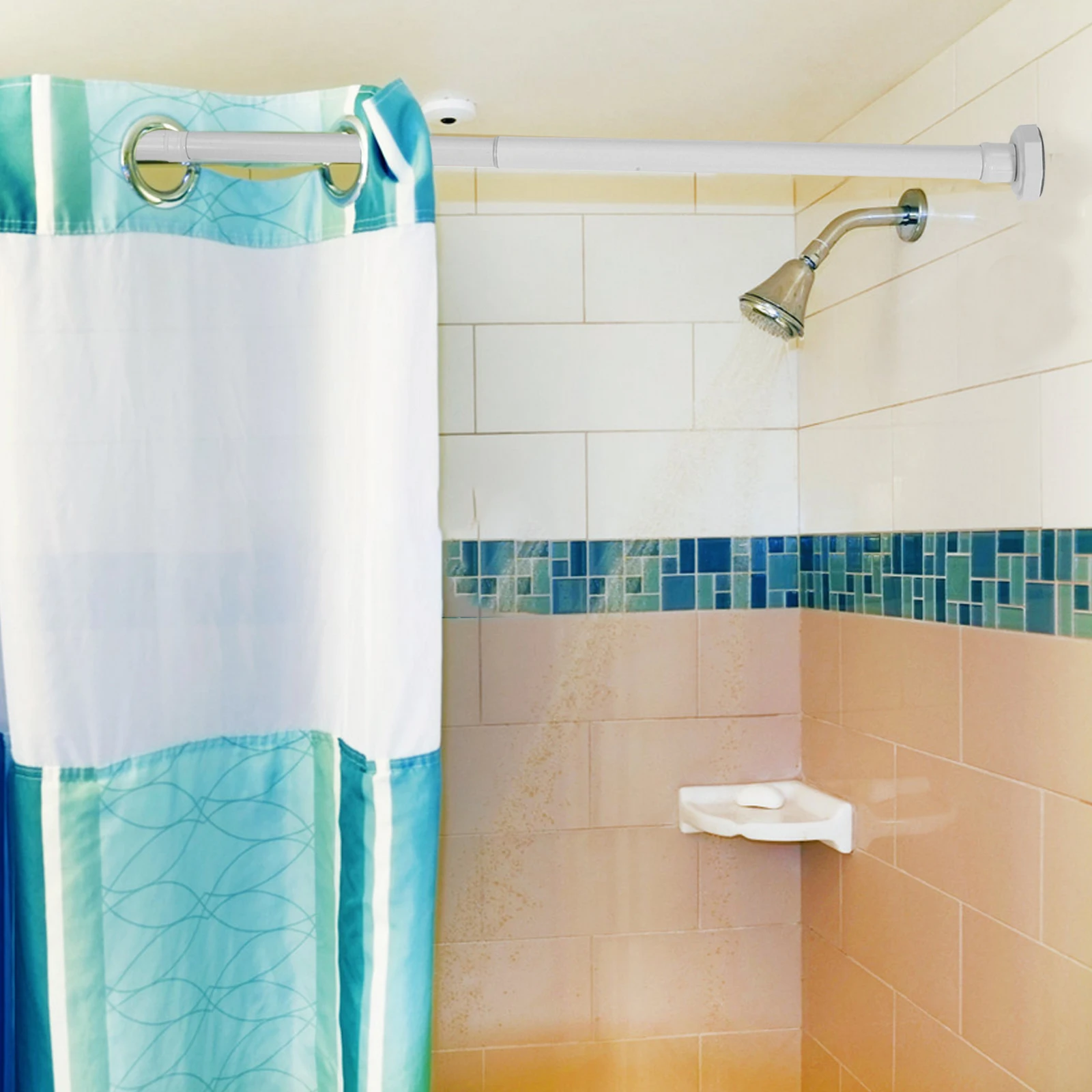 

Telescopic Door Curtain Rod 50-80CM Black Adjustable Tension Pole Shower Curtains Window Rods No Drilling Strong Capacity