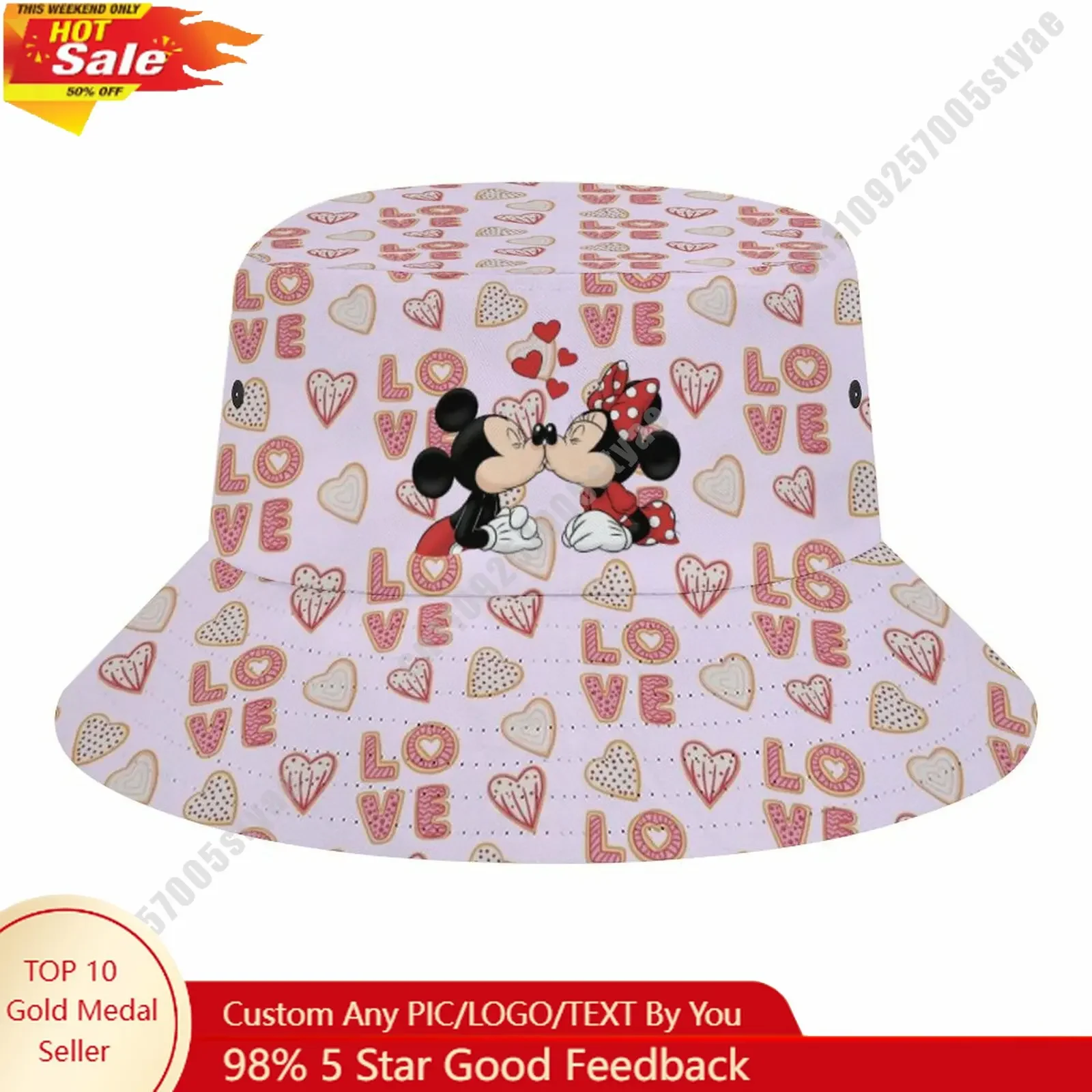 

Mickey Minnie Mousem Bucket Cap Disney Cartoon DIY Custom Your Graphic Design Fisherman Hat Holidays Gift Sun Protection