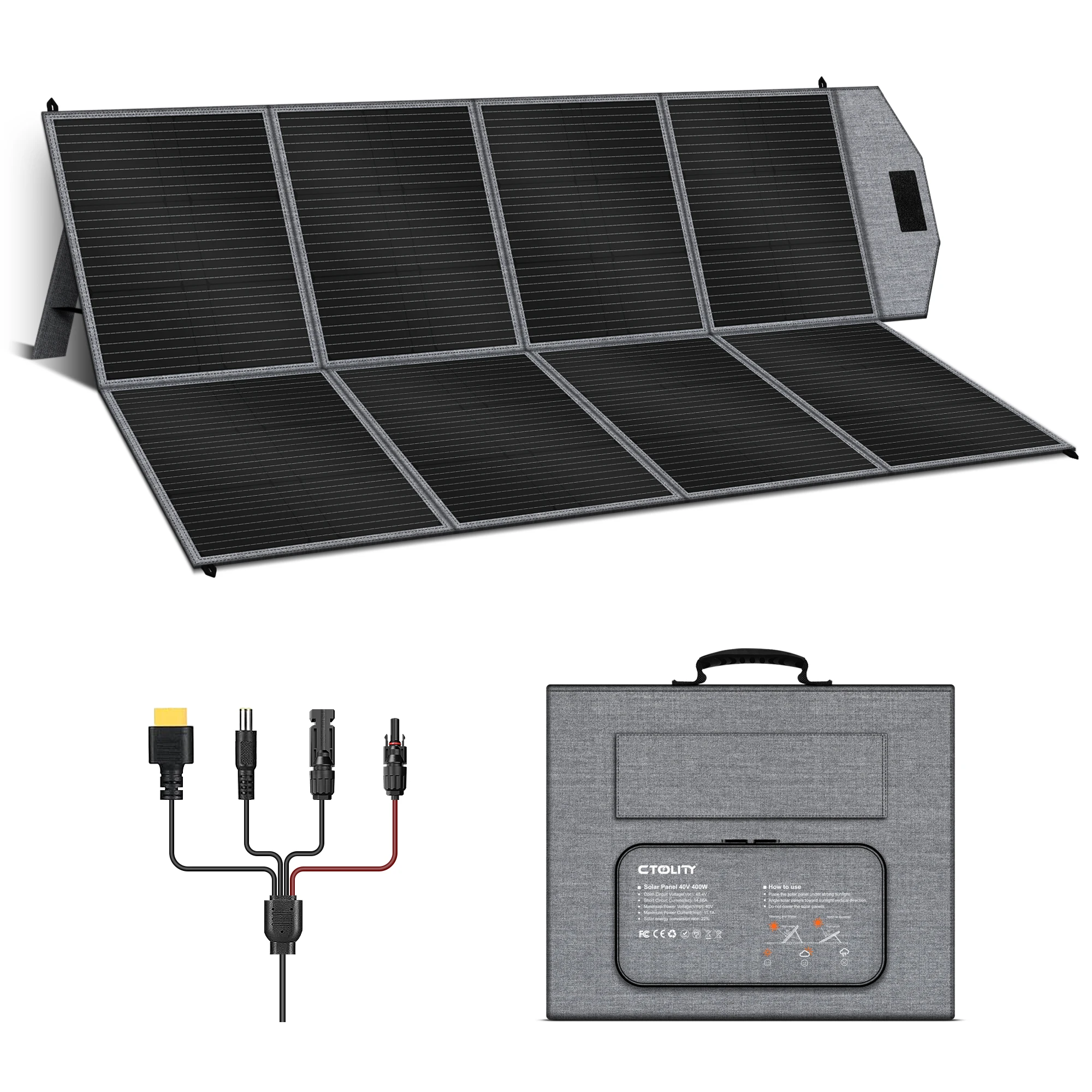 CTOLITY SP100/SP200/SP400 100W/200W/400W 20.5V 41V Draagbaar opvouwbaar zonnepaneel gemaakt met stabiele voeding - afbeelding 2