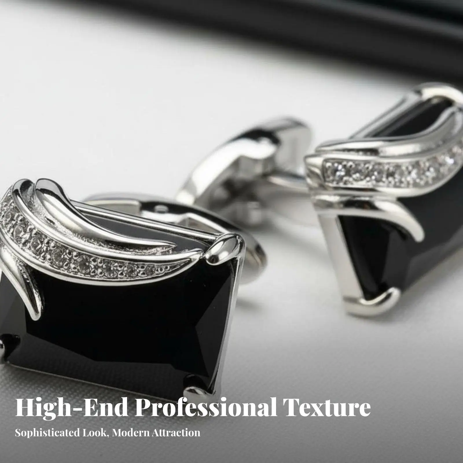 Fashion Crystal Men Cufflinks for Shirt Luxury Zircon Copper Rectangular Style for Dress or Office Wear view 4
