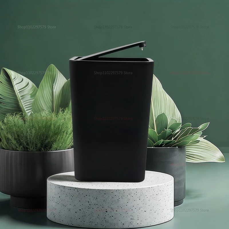 سلة مهملات حمام صغيرة سعة 10 لتر مع غطاء علوي مضغوط، سلة مهملات بلاستيكية مدمجة للمرحاض وغرفة النوم وغرفة المعيشة والمطبخ بتصميم عصري #4