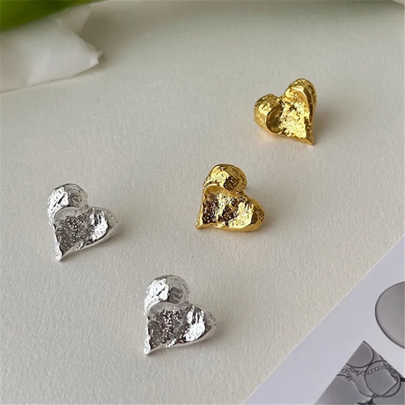 Orecchino a bottone con cuore d\'amore irregolare placcato argento 925 per le donne regalo di gioielli da sposa con parte Punk eh1024