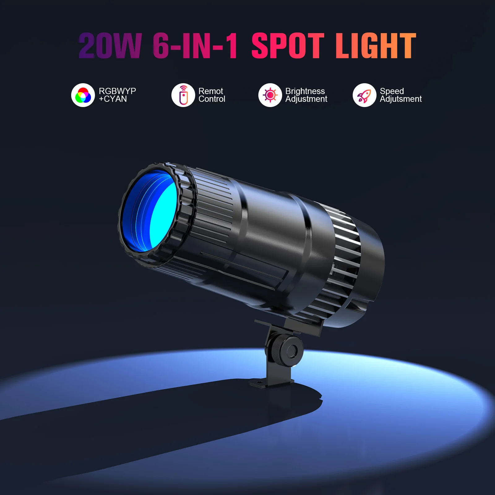 U'King 2 ชิ้น/เซ็ต 20W Pinspot ไฟ RGBW LED Beam Spotlight หรี่แสงได้ DJ Disco Stage ไฟสําหรับงานแต่งงานบาร์คลับ