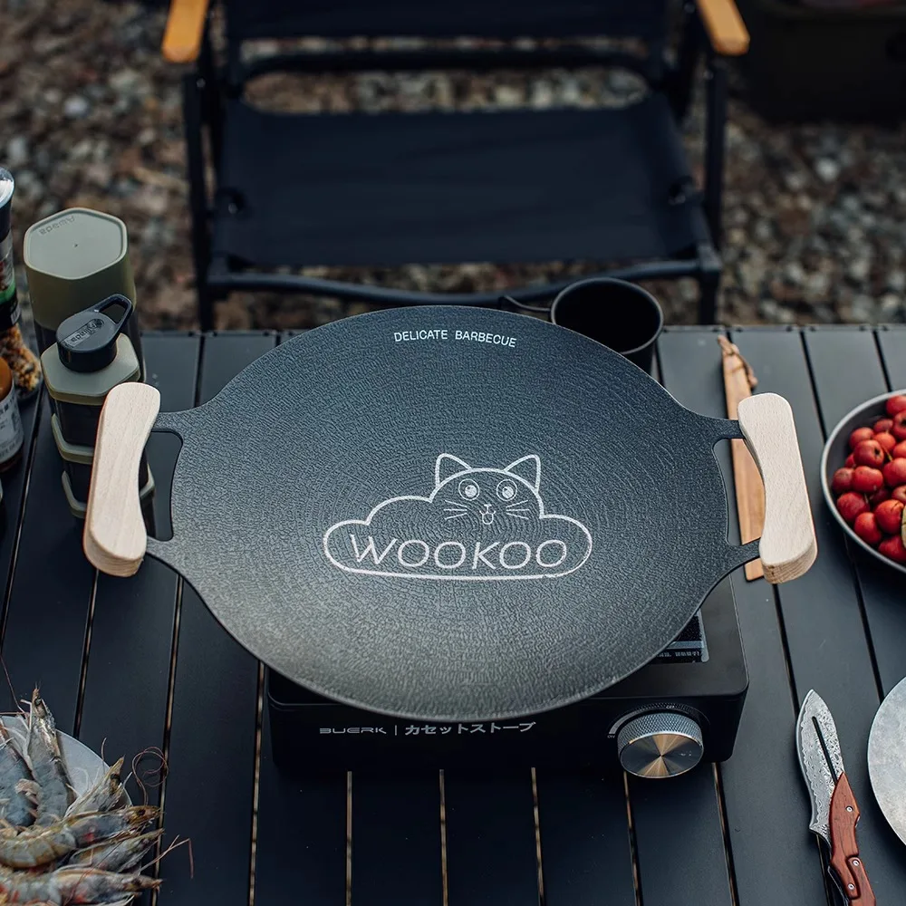 WOOKOO Outdoor BBQ Pan Multi functional Pot Non stick BBQ Pan Home Camping Open flame Universal