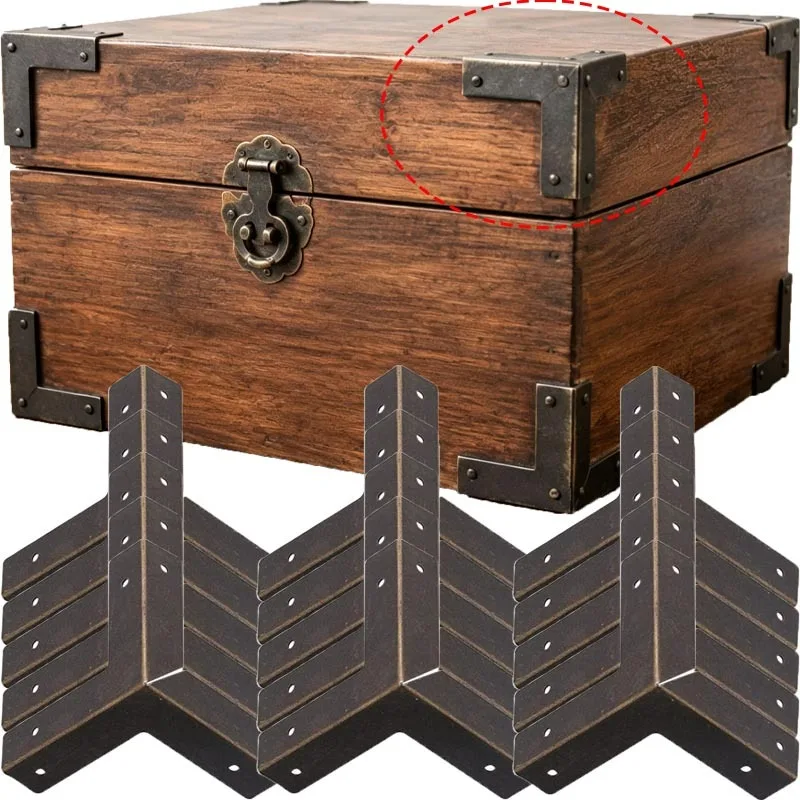 4/16set Antique Bronze Corner Protectors Iron Wooden Box Coner Bracket Wine Box Protector Triangle Furniture Hardware Cover