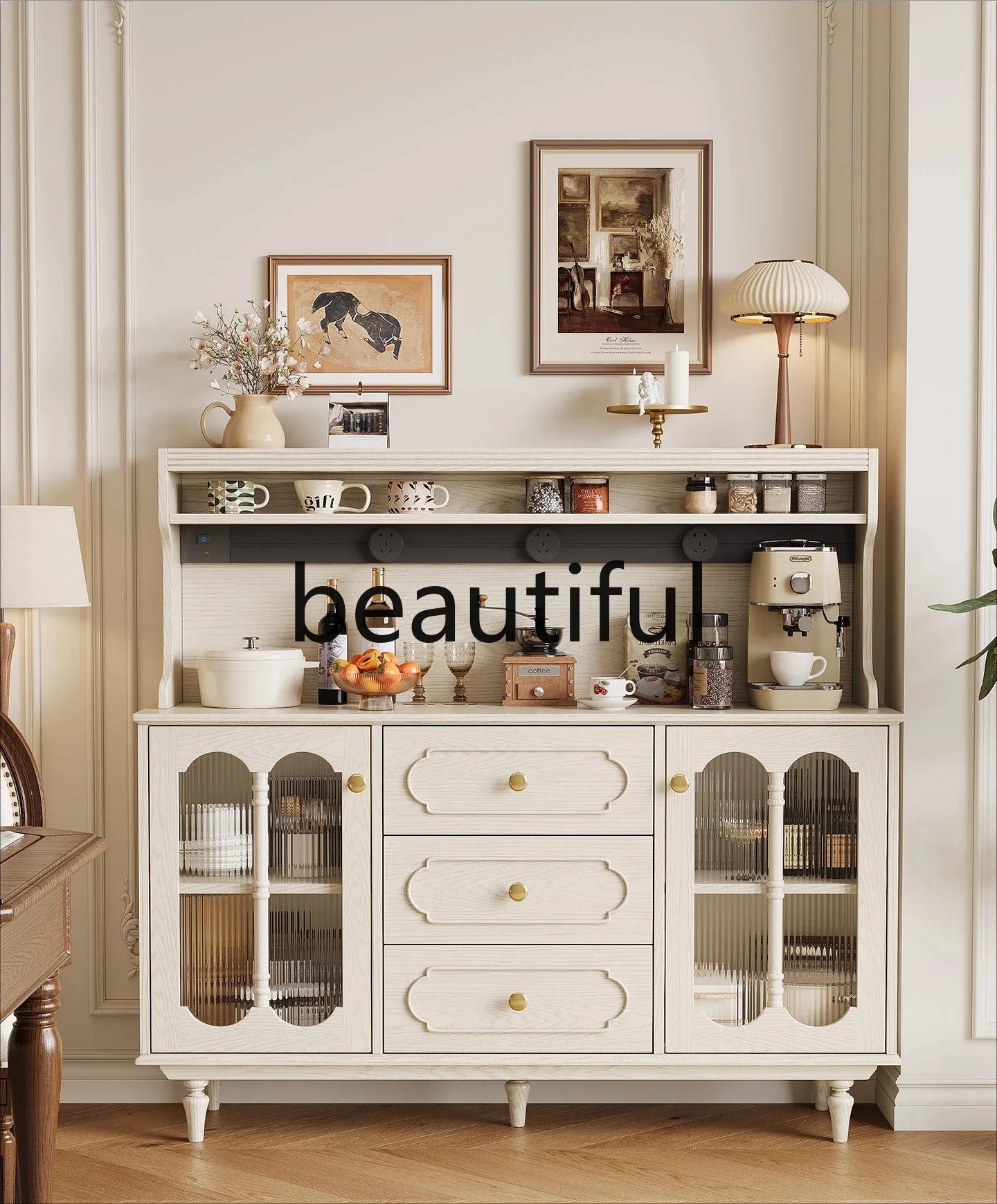 

X Side cabinet Home restaurant Double storage, tea, all solid wood locker