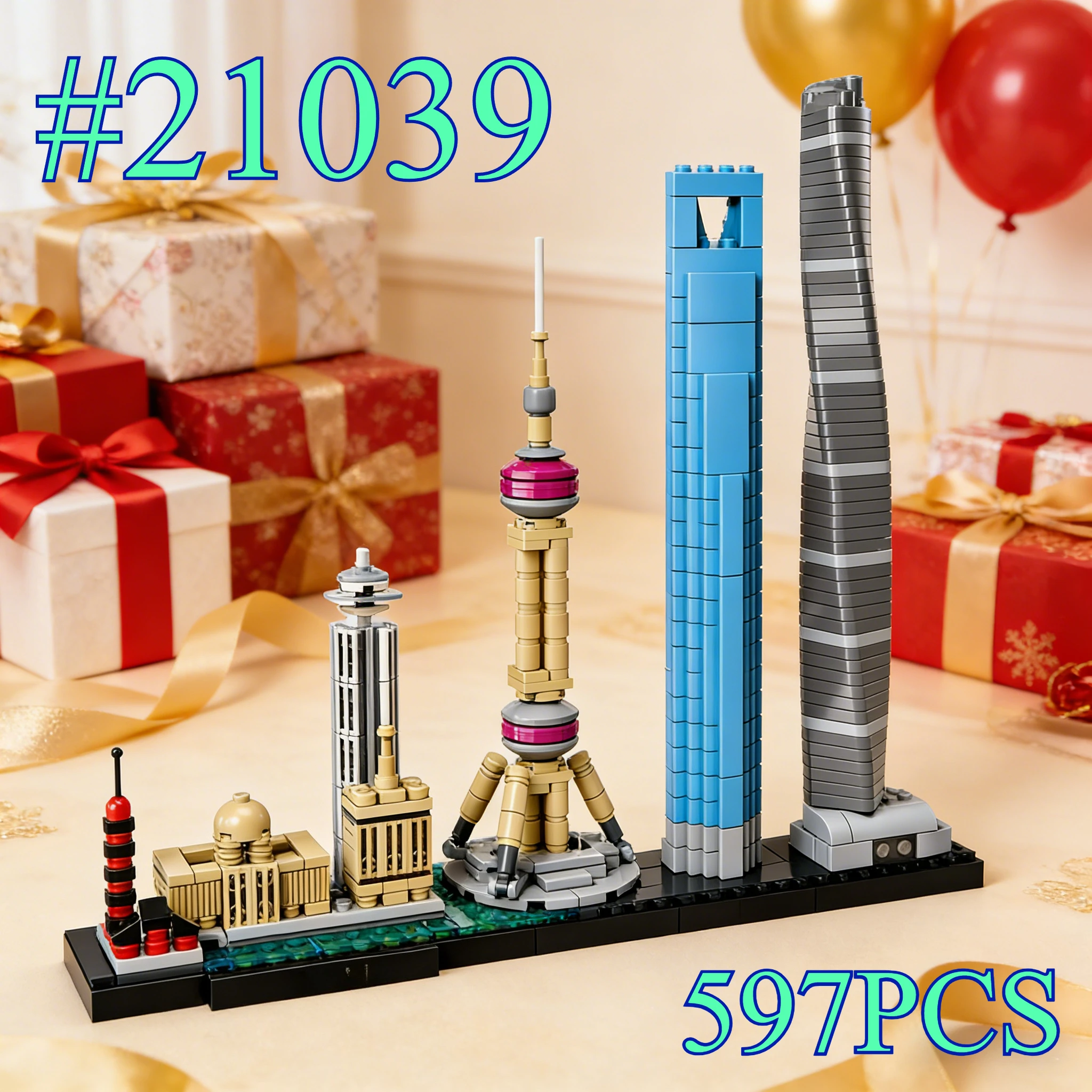 

Знаменитые здания в Шанхае. Наборы строительных блоков 21039. Подходит для рождественских подарков. Совместимы с частицами Legoed. 597 шт.