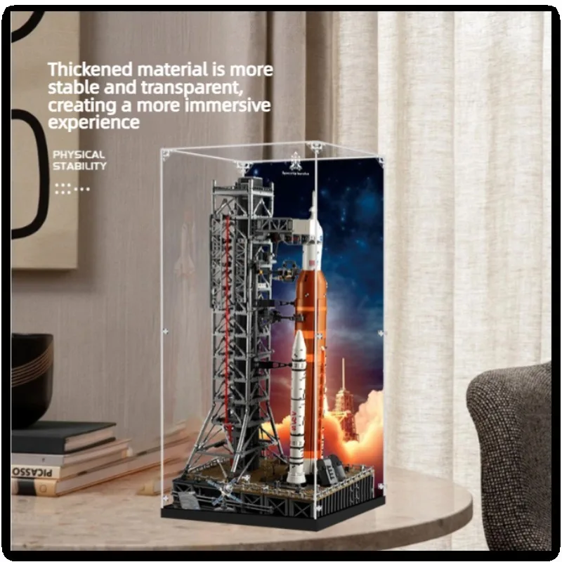 Transparent Acrylic Display Case for 10341 Space Launch System Building Blocks Model Dust Cover，NOT Include Blocks