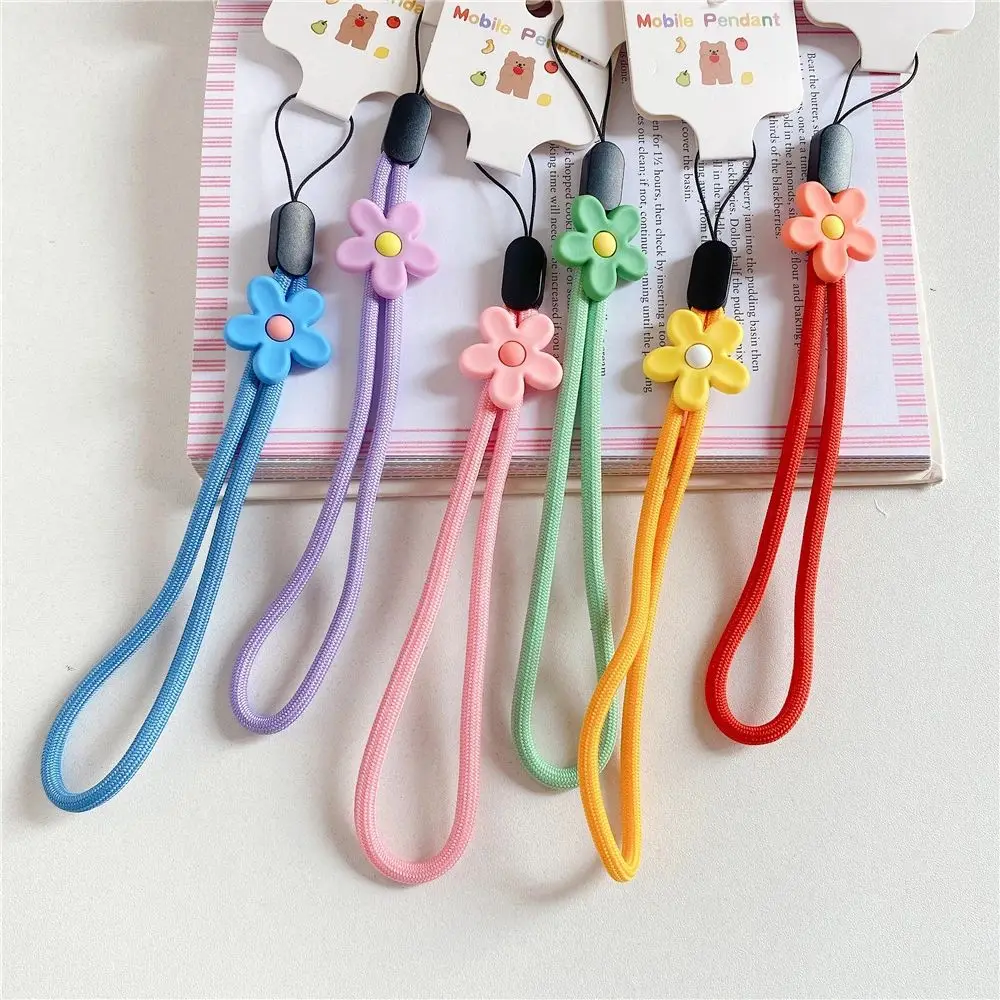 Small Fresh Nylon hand strap Loop Soft Phone Strap Universal Mobile Phone Cute Camellia Charm Lanyard