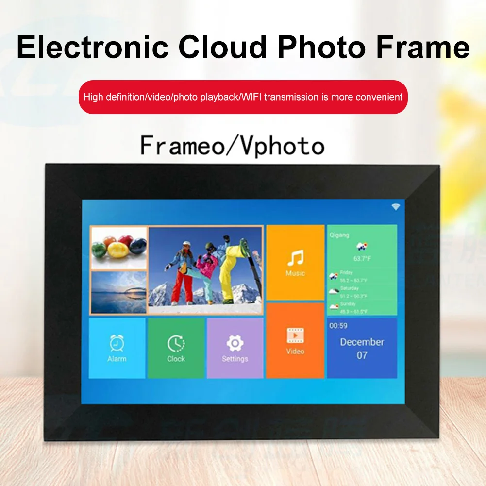 

Фоторамка цифровая с Wi-Fi, 10,1 дюйма, сенсорный экран 1280x80 0 IPS HD, 16 ГБ