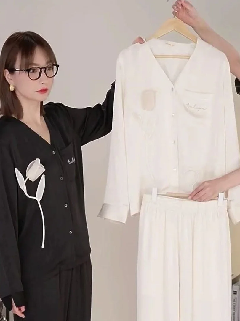 conjunto-de-dos-piezas-de-ropa-de-dormir-de-seda-para-mujer-diseno-de-tulipanes-en-3d-estilo-dulce-y-lindo-manga-larga-cuello-en-v-botones-al-frente-informal-para-otono