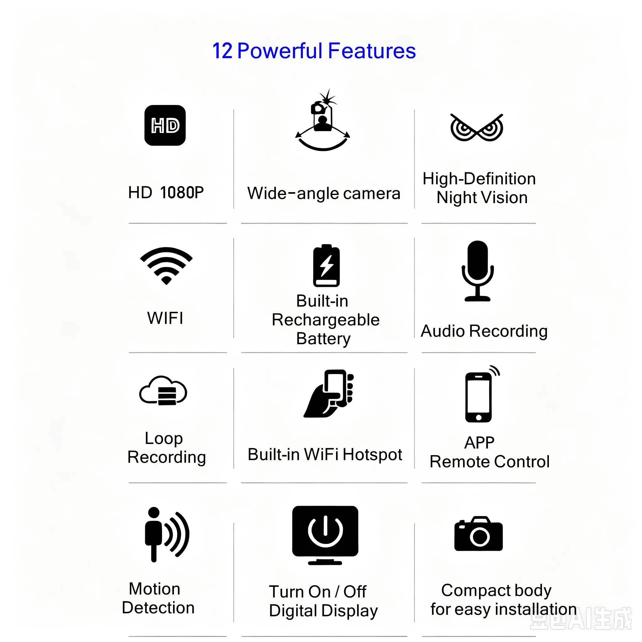 Clock‑Shaped WiFi Home Security hidden Camera, APP Remote View, Motion Detection Alarm, Turn‑offable Digital Display view 2