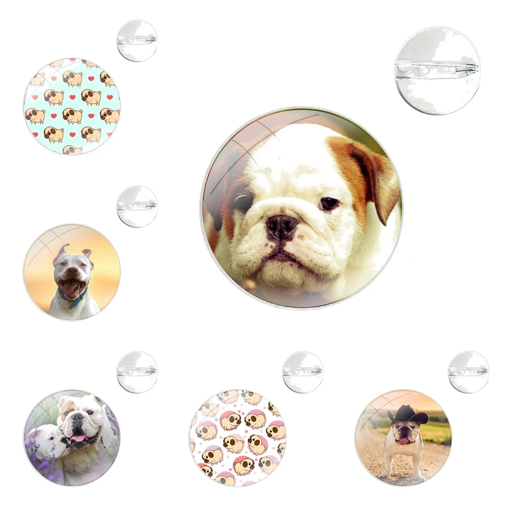 Cute Dog English Bulldog Pins Badge Metal Brooches For Clothes Backpack Decoration gift