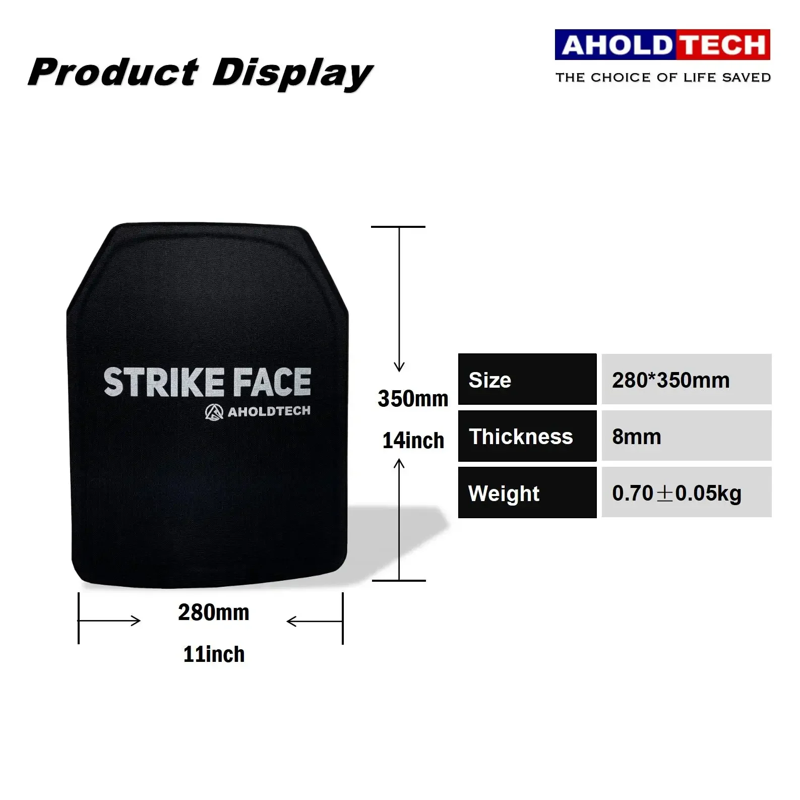 Aholdtech 11X14 defensa Personal ultraligera NIJ 3A chaleco antibalas mochila balística Panel placas de armadura dura IIIA