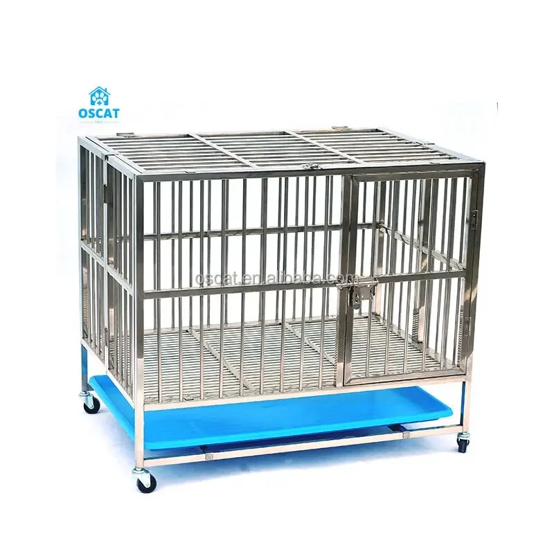 OSCAT cheapest design 304 stainless steel pet folding cage cat and dog metal cage