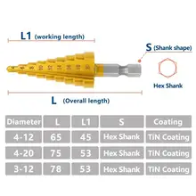 HSS step drill bit set 3-20mm titanium coated #4