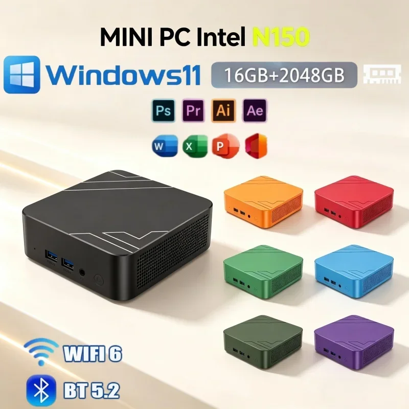 2026年高性能ミニpc-インテルn150-windows-11-16gb-ram-1tb-2tb-ssd-wifi6-ポータブルミニデスクトップゲーミングコンピューター
