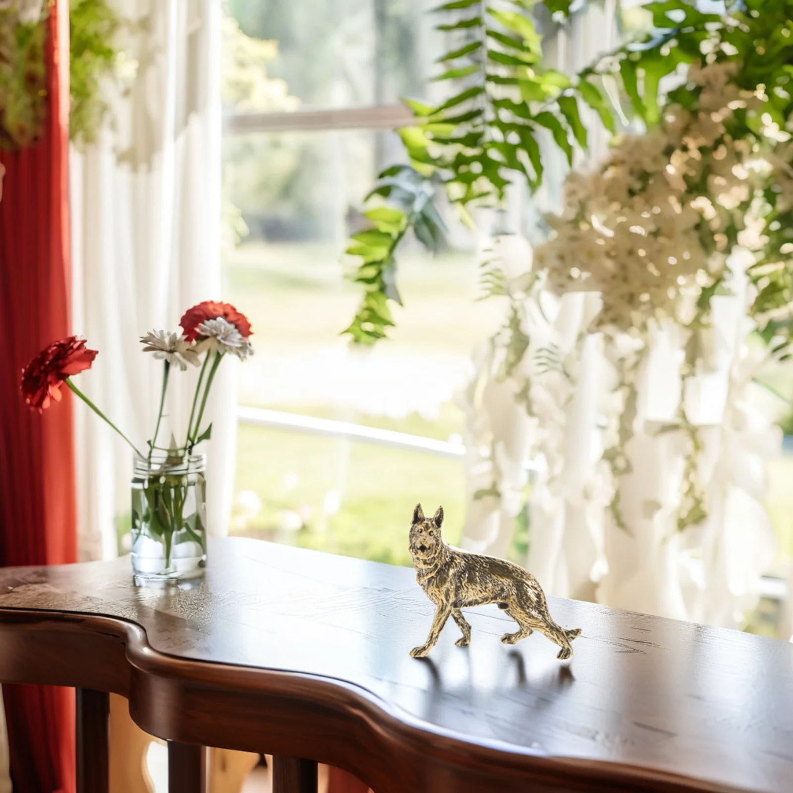 

Brass Wolf Dog Statue Unique Antiquing Process Adorable Design Home Decor Collectibles Wolf Statue