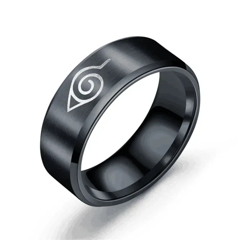 17 Models New Leaf Ring Konoha Uzumaki Symbal Logo Sign Sasuke Itachi Ninja Fashion Stainless Steel Anime Jewelry Cosplay