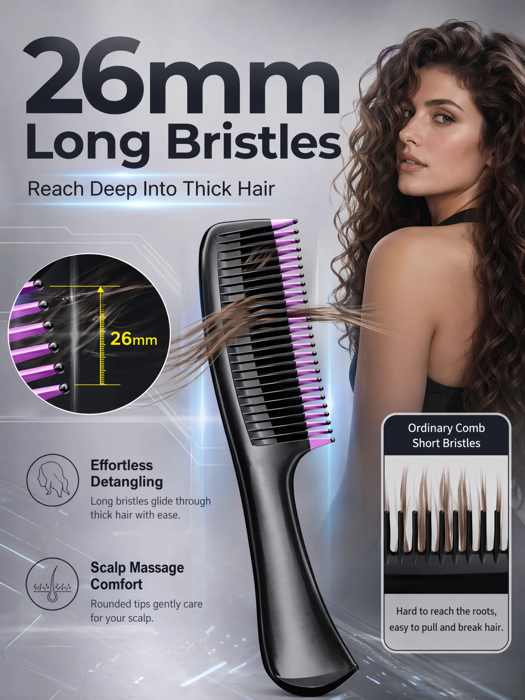 Elite Paddle Hair Brush – Gentle Detangling & Scalp Massage S352d1e6a5dad4509b1ff70c657b9532fl