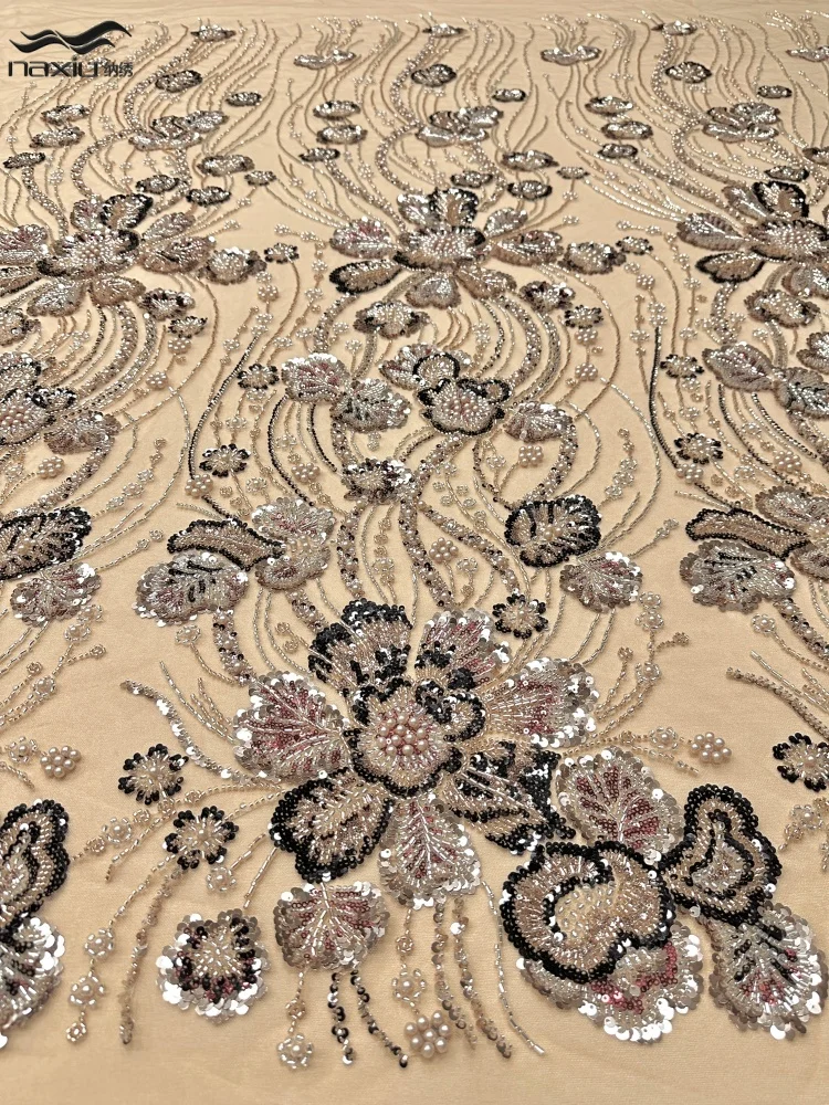 

Madison Luxury African Beaded Heavy Lace Fabrics 2026 High Quality Luxury French Nigerian Sequins Tulle Lace for Party Dress