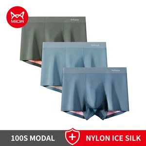 Miow-antibakterielle Nylon-Eis-Seidenboxer-Männer, Nähen ohne Kleidung, Herrenmodalhöfen, sexy Boxer, 3pcs 6 Hauptverkaufsmodal -Unterwäsche - №3