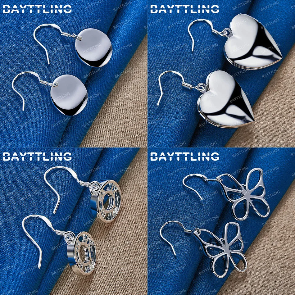 

Fashion 925 Sterling Silver Exquisite Round Heart Shape Earrings Women Gift Charm Party Accessories Jewelry