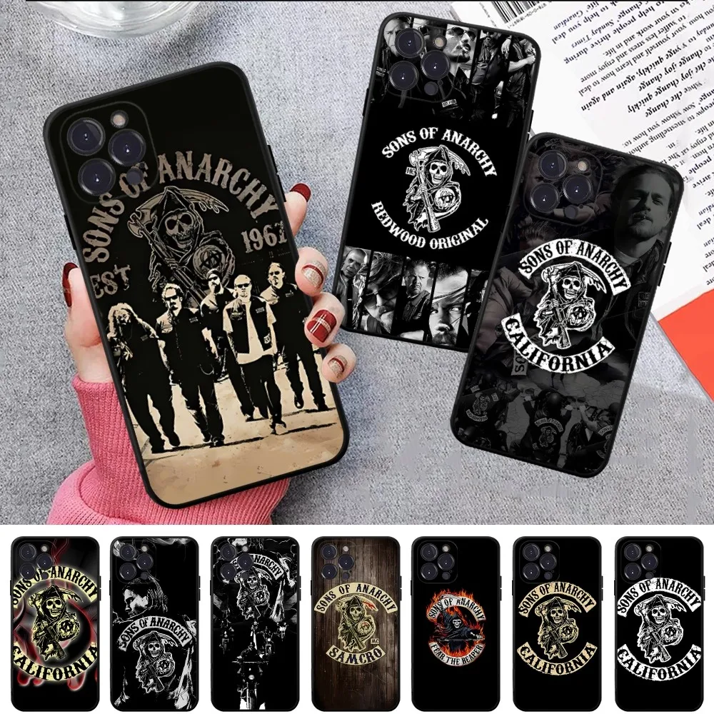 American TV S-Sons Of Anarchy Phone Case For IPhone 15 8 7 6 6S Plus X SE 2020 XR XS 14 11 12 13 Mini Pro Max Mobile Case