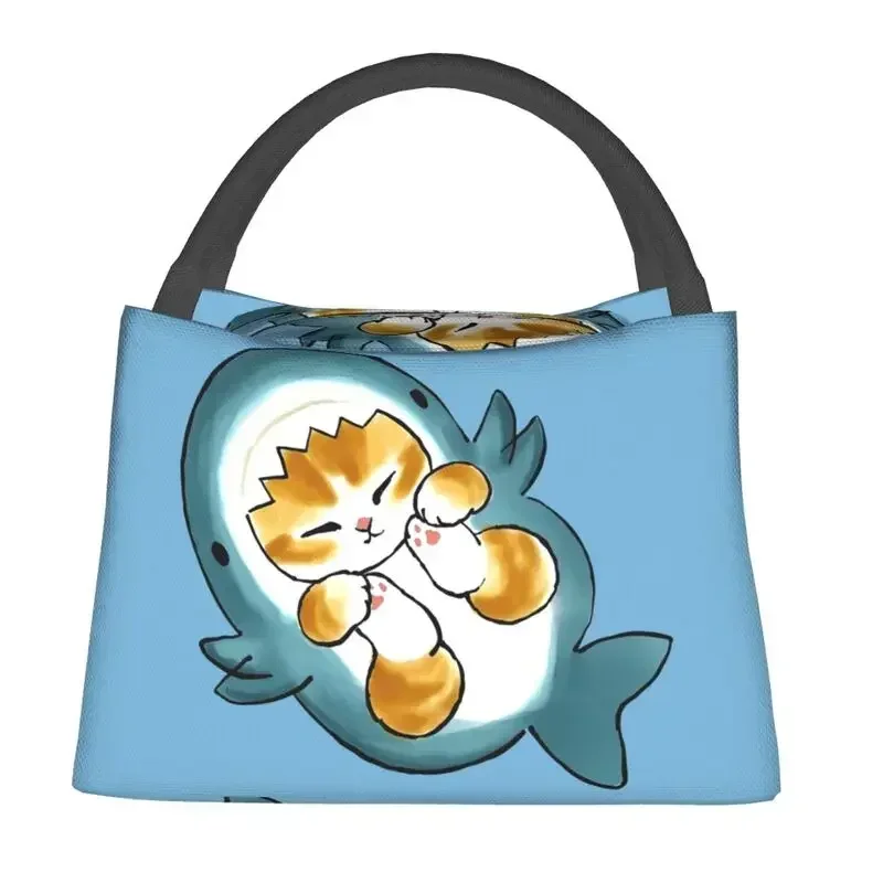 Anime Cartoon Animal Cat Shark Insulated Lunch Bags for Women Leakproof Thermal Cooler Bento Box Office Picnic Travel